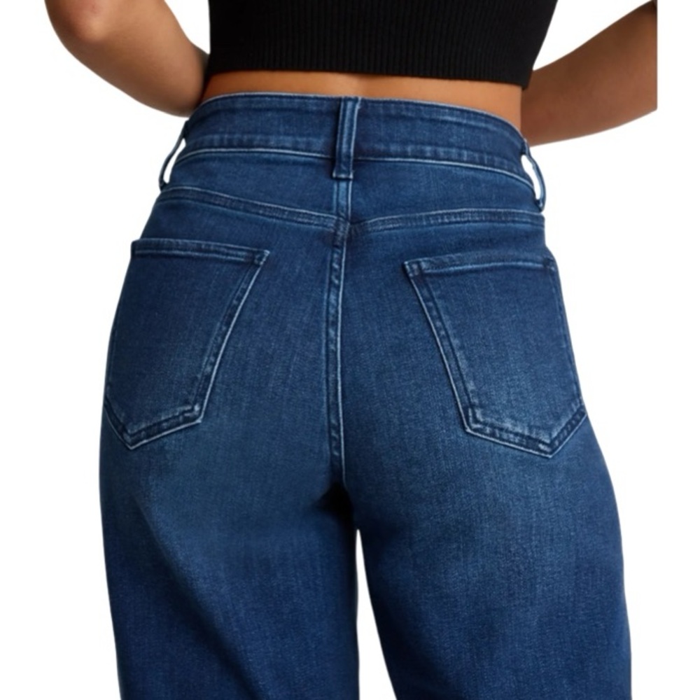Quince stretch patch pocket cropped wide leg Jeans in dark wash - Picture 4 of 15